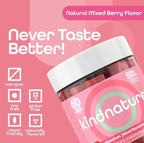 KINDNATURE High Potassium Gummies 500mg for Leg Cramps & Electrolyte Support - Chewable Pure Potassium Bicarbonate Supplement - Adults & Kids - Vegan, Non GMO - 60 Gummies (30 Day Supply)