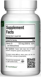Maxi Health Vitamin D3 5000 IU Softgels - 125 mcg D3 Vitamin 5000 IU - Vitamin D 5000 IU for Healthy Bones & Teeth - Dietary Vitamins Supplements for Immune Support - (180 Count)