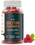 Premium Biotin Gummies with Multivitamins for Stronger Hair, Skin & Nails Raspberry Flavor Vegan Vitamin B7 Men and Women Formula - 60 Vegan Chews (30-Day Supply)‌