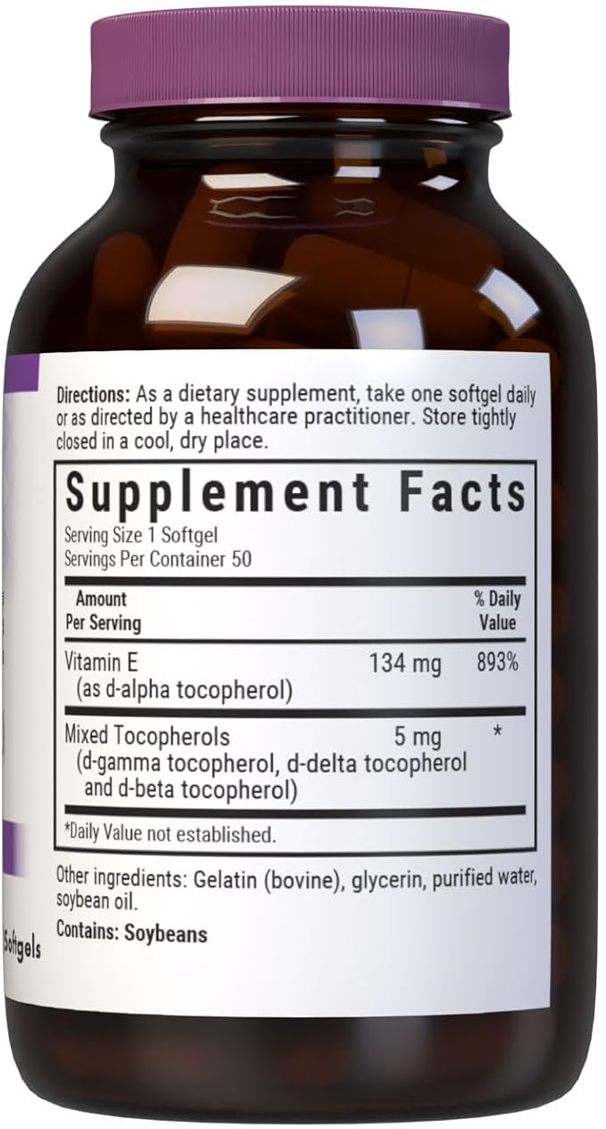 Bluebonnet Vitamin E 200 IU Mixed Softgels, 50 Count