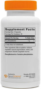 Neuroscience Focus DL - Brain Supplements for Memory & Focus with L-Phenylalanine - Memory & Brain Health Capsules for Pea Production, Mental Clarity, and Catecholamine Balance (60 ct)