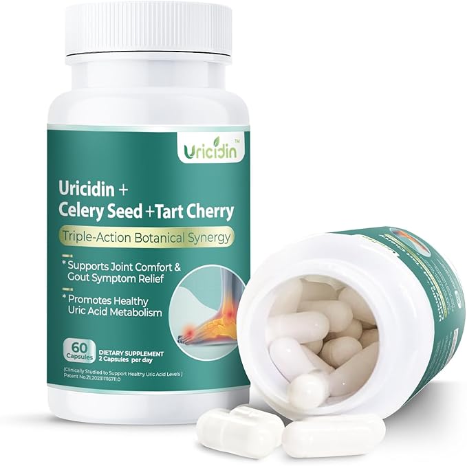Natural Purge Uric Acid Flush, Support Uric Acid Cleanse and Balance, Joints and Mobility, Tart Cherry, Celery Seed and Eucommia Leaf Extract, Feet and Joint Support Supplement, 60 Capsules