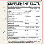 Folinic Acid Drops Kids 800 mcg + L-Methylfolate + B12 +P5P B6 Gentle Methylation Great Taste, Magnesium Glycinate, Vitamin D3 & C Folate Support for Brain,Focus, Mood & Cellular Health 5-MTHF Drops