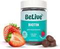 BeLive Biotin Gummies with MultiVitamins, Folate, Inositol – Supports Hair Growth, Healthy Skin & Nails – Vegan, Pectin Based – Strawberry Flavor (1)