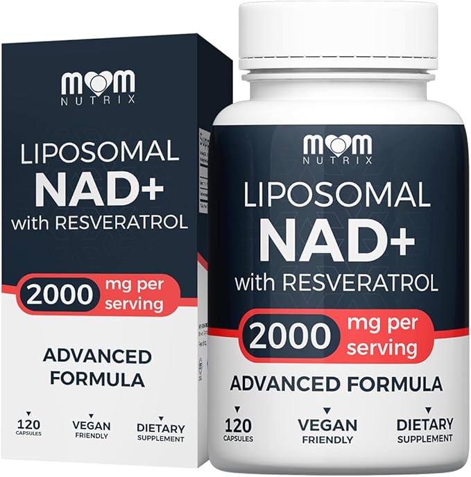 Liposomal NAD Supplement with Resveratrol - High Purity NAD Plus 2000 mg, 120 Capsules, Made in the USA - NMN Alternative