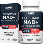 Liposomal NAD Supplement with Resveratrol - High Purity NAD Plus 2000 mg, 120 Capsules, Made in the USA - NMN Alternative
