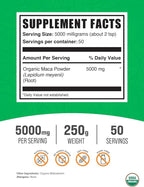 BulkSupplements.com Organic Maca Powder - Organic Maca Root Powder, Superfood Supplement - Gluten Free, 5g per Serving, 250g (8.8 oz) (Pack of 1)
