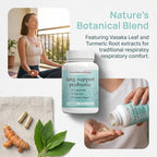 EverNatureCure Lung Support Probiotics, Ever Nature Cure Respiratory & Immune Support Supplement, with Vasaka Leaf & Turmeric Root Extract, 60 Capsules