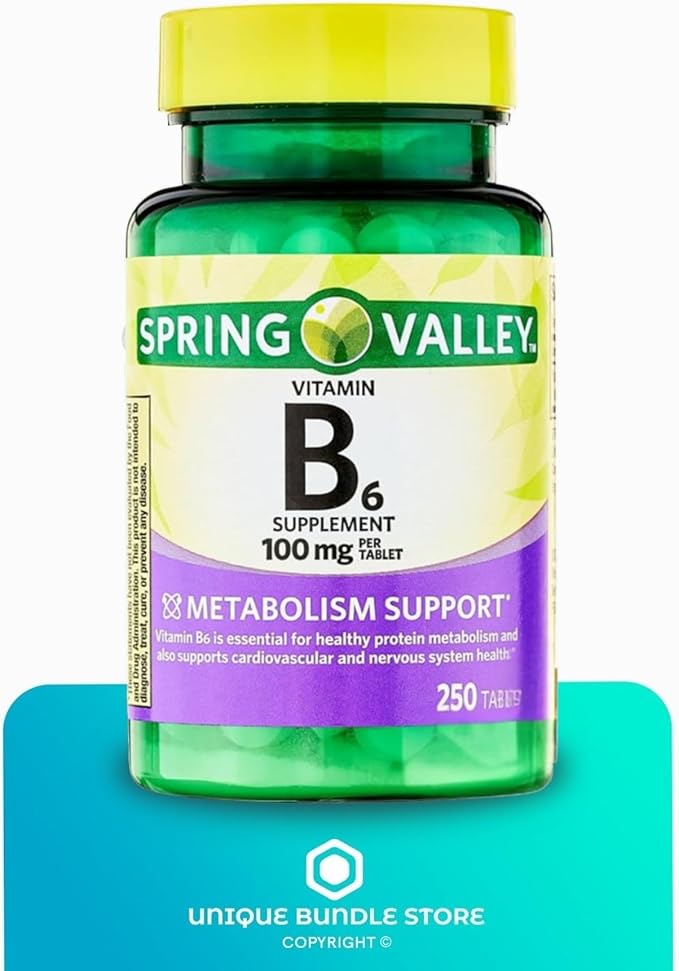 Vitamin B6 100mg – 250 Tablets, High Potency Vitamin B6 Supplement for Metabolism Support, B6 Vitamins for Men and Women, Gluten Free, Vegetarian Formula (Pack of 1)