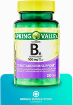 Vitamin B6 100mg – 250 Tablets, High Potency Vitamin B6 Supplement for Metabolism Support, B6 Vitamins for Men and Women, Gluten Free, Vegetarian Formula (Pack of 1)