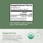 Organic Vegan Vitamin B12 Sublingual Liquid Supplement - 2500mcg Methylcobalamin Drops for Natural Energy, Metabolism Health and Immune System Support - 1 Fl Oz