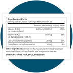 Pattern Wellness Vitamin K2 & D3 Supplement with Calcium – Bone Health, Circulatory Wellness & Immune Support - Non-GMO - 60 Capsules