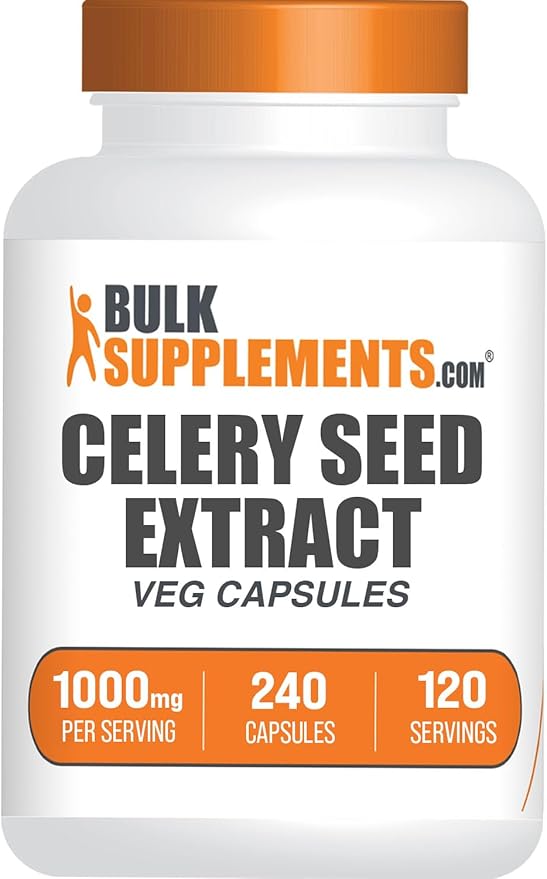 BulkSupplements.com Celery Seed Capsules - Celery Seed Supplement, Celery Seed Extract - Gluten Free, 2 Capsules per Serving, 240 Veg Capsules (Pack of 1)