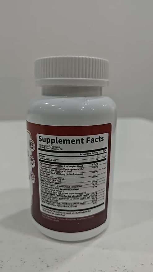 Triple-Strength Urolithin A+ Complex for Cellular Health, Function & Well-Being | Concentrated Pre-Fermented Urolithin A+ Complex Plus Wormwood & DGL for Gut Support–Plant Based, GMP, 120 Count