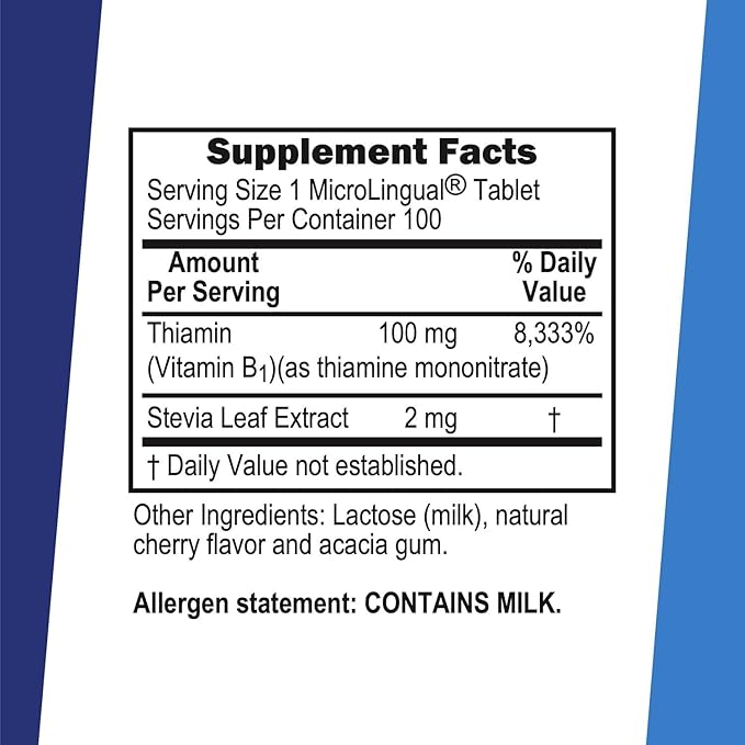 Superior Source Vitamin B1 (Thiamin), 100 mg, Under The Tongue Quick Dissolve MicroLingual Tablets, 100 Count, Increased Metabolism and Energy Production, Nervous System Support, Non-GMO, Pack of 2