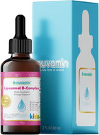 Nuvamin – Liquid Liposomal B-Complex Drops for Kids Baby Toddlers & Adults, 2Fl.Oz (60ml), 120 Daily Serving. B1, B2, B3, B5, B6, B7, B9, B12. Great Taste - Natural - High Absorption, Raspberry Flavor