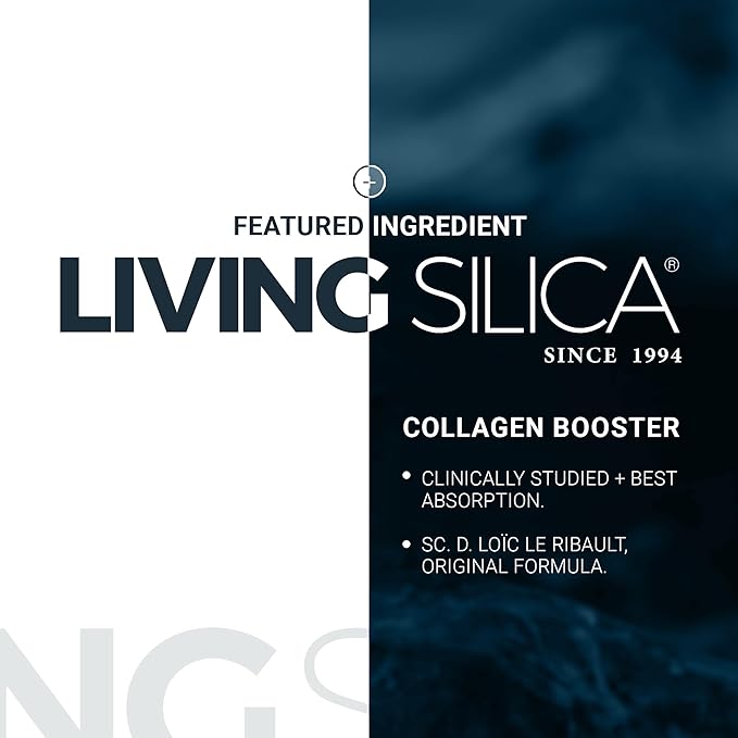 Living Silica ORGONO Mineral-Based Collagen Booster Capsules | Silica-Based | Supports Collagen & Elastin for Joint & Bone Support, Glowing Skin, Strong Hair & Nails | 60 Capsules