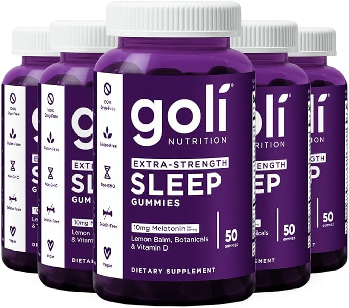 Goli Nutritional Supplement, Extra Strength Sleep Gummy 10mg Melatonin - 250 Count - Gluten-Free, Vegan, Non-GMO, and Gelatin-Free