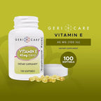 GeriCare High-Potency Vitamin E Softgels – 100 IU for Skin & Immune Support, 45mg | 100 Count | Organic Vitamin E for Women and Men, VitaminE Capsules (Pack of 2)