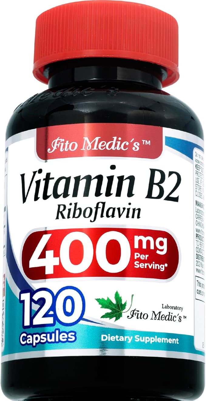 FITO MEDIC'S Lab | Vitamin b2 |120 Capsules | 400 mg | riboflavin 400mg | b2 Vitamin 400mg | b2 | riboflavin | Ultra high Absorption.
