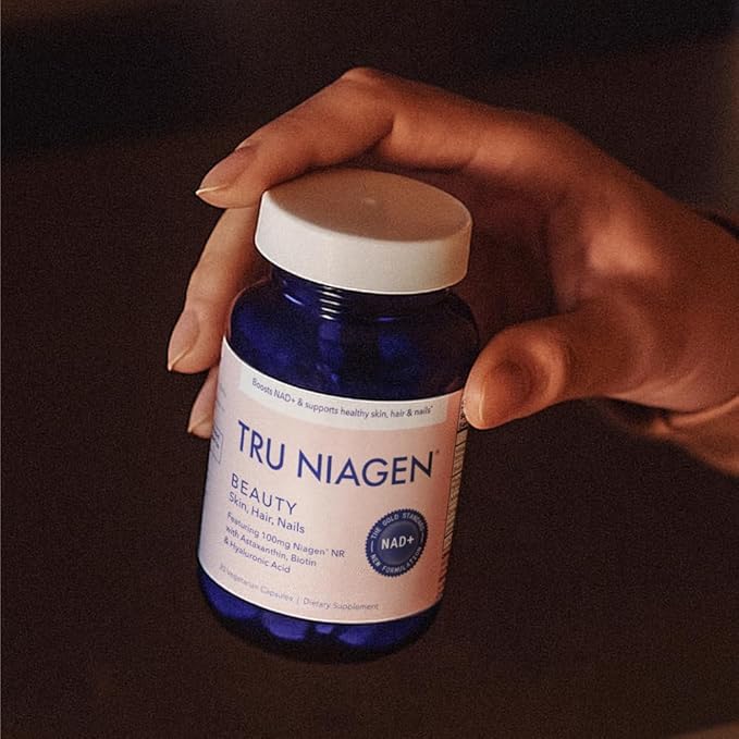 TRU NIAGEN BEAUTY NAD+ for Hair, Skin & Nails | Contains Niagen®, Astaxanthin, Hyaluronic Acid, Biotin | Supports Skin Elasticity & Moisture Retention | Daily Supplements for Men & Women | 30 Servings