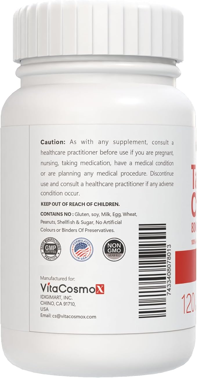 Tart Cherry Extract Supplement, 8000 mg, 120 Capsules, 60 Servings 100% Vegetarian, Non-GMO & Gluten Free