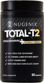 Nugenix Total-T2 - Testosterone Booster and Nitric Oxide Booster for Men, Tesnor, S7, ElevATP, Tongkat, Citrulline, Nitric Oxide and Testosterone Supplement for Men (90 Count)