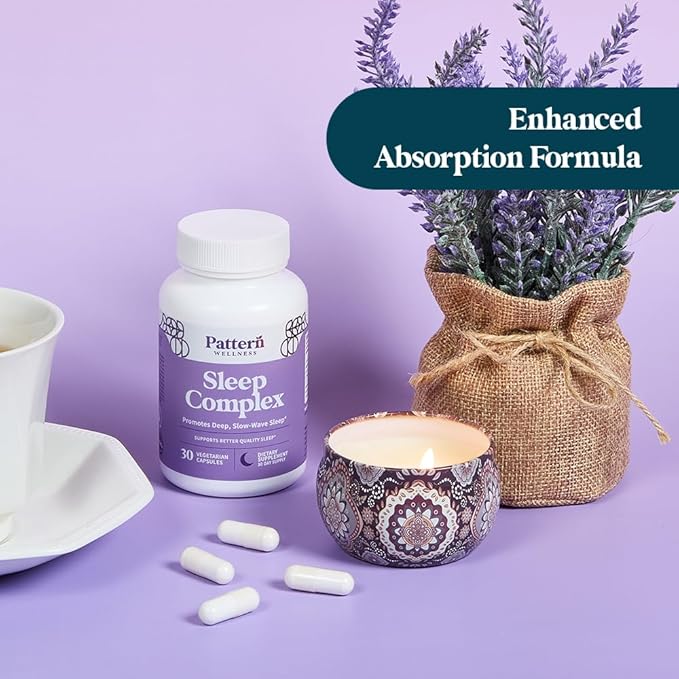 Pattern Wellness Sleep Complex – Supports Relaxation & Healthy Sleep Patterns – with Melatonin, L-Theanine & Magnesium – 30 Vegan Capsules