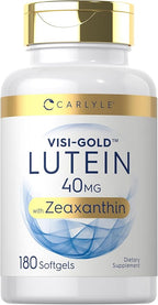 Carlyle Lutein and Zeaxanthin Supplement | 40mg | 180 Softgels | Pills for Eyes | Eye Health Vitamins | Visi-Gold | Non-GMO and Gluten Free