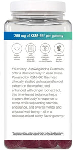Ashwagandha Gummies with KSM-66, Mixed Berry Flavor, 180 Count, Daily Adaptogen Formula, 200mg per Gummy, Stress Support Supplement