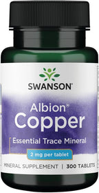 Swanson Copper Chelate Mineral Supplement for Adults Seeking Antioxidant, Immune, and Red Blood Cell Support - 2 mg (300 Tablets)