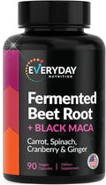 Organic Fermented Beet Root & Black Maca Capsules with Carrot, Spinach, Cranberry & Ginger | Superfood for Energy, Stamina & Wellness | 90 Veggie Capsules | Made in USA