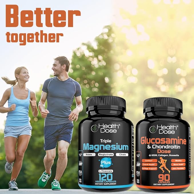Health Dose Triple Magnesium Complex 1000 mg | L-Threonate, Bisglycinate, Citrate & Malate Blend | Support for Muscle Relaxation, Sleep & Cognitive Function | 120 Capsules | All-in-One Formula (5)