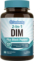DIM Supplement 300mg for Women and Men, with Black Pepper Extract, 90 Capsules