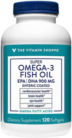 The Vitamin Shoppe Omega 3 Fish Oil 1290 mg EPA & DHA Softgels, Unflavored Fish Oil Supplement for Men & Women, Gluten Free, Dairy Free, 120 Softgels