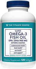 The Vitamin Shoppe Omega 3 Fish Oil 1290 mg EPA & DHA Softgels, Unflavored Fish Oil Supplement for Men & Women, Gluten Free, Dairy Free, 120 Softgels