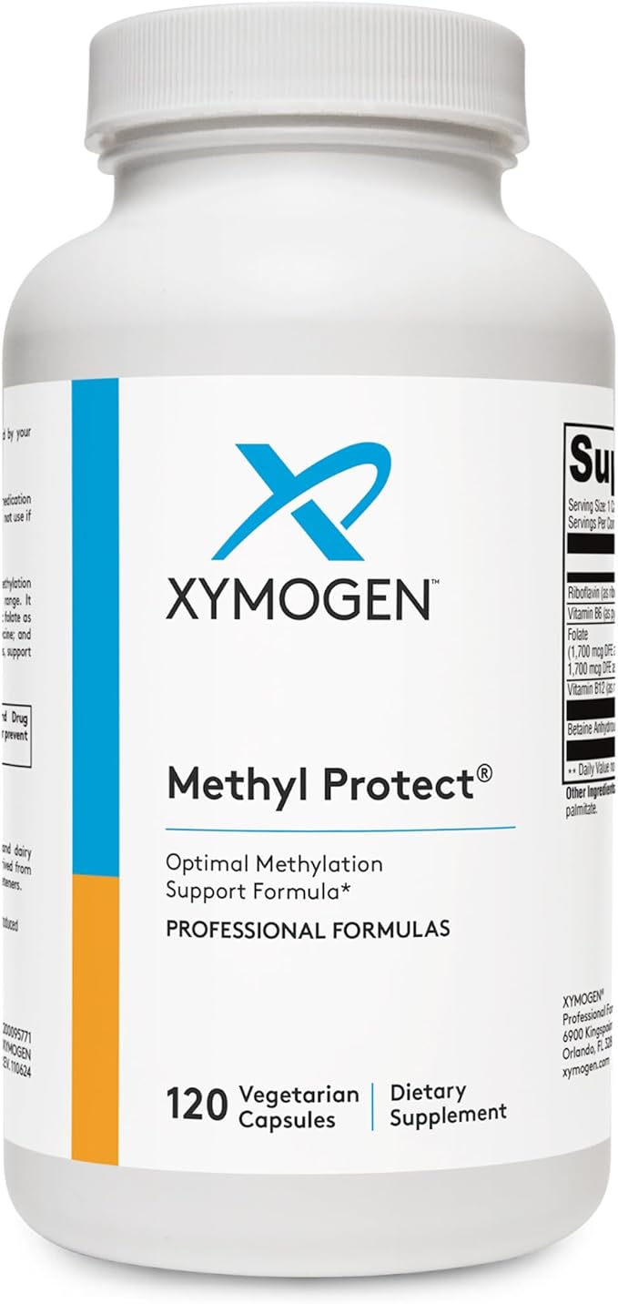 XYMOGEN Methyl Protect - Optimal Methylation Formula with Methyl Folate, Vitamin B12 (Methylcobalamin b12), Riboflavin + B6 Vitamins - Cognitive, Homocysteine + Heart Health Supplements (120 Capsules)
