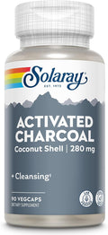 SOLARAY Activated Charcoal Supplement - 280mg per Serving, Coconut Source, for Men & Women, Inner Cleansing & Digestive Tract Support for Adults, Non-GMO, Vegan, & Lab Verified - 90 Count VegCaps
