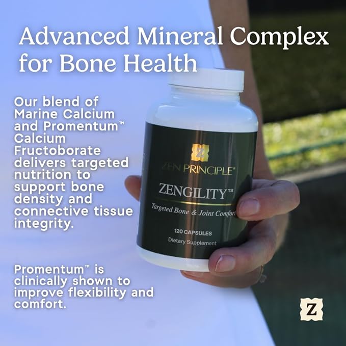 Zen Principle Zengility™ Joint Support & Bone Strength Supplement – Fast-Acting Relief with MSM, Plant Calcium, Vitamin K2 & D3. Shellfish-Free Vegan Formula for Mobility & Comfort. 120 Capsules