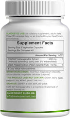 KSM 66 Ashwagandha 1,200mg with Black Pepper, 120 Veggie Capsules – Extra Strength Root Extract – High Absorption – Adaptogenic Supplements for Relaxation, Energy, & Brain Health – Non-GMO