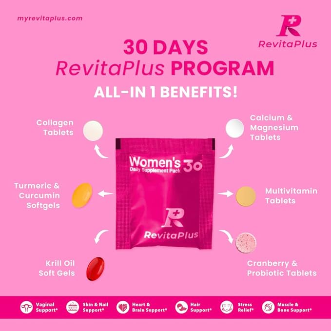Multivitamin for Women with Vitamin A,B,C,D3,E,K2,Biotin, Collagen,Krill Oil,Cranberries Supports Energy,Wellness,Beauty and Immune - Vitamin Packs for Women Health 30 Packs