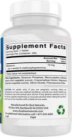 Best Naturals Melatonin 12 mg (1 Year Supply) - Drug-Free Nighttime Sleep Aid - Melatonin for Sleep and Relaxation, 365 Count (365 Count (Pack of 1))