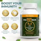 Vital Gut Health 4in1 Formula with Apple Cider Vinegar, Prebiotics & Probiotics, Digestive Enzymes for Strong Immunity Support and Complete Gut and Digestion Support- 60 Days Supply