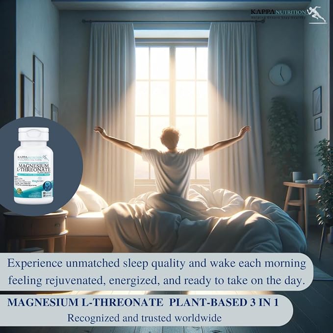 Kappa Nutrition Powered by Magbrain™ Magnesium L-Threonate Plant-Based, 60 Vegan Capsules, 420mg Elemental Magnesium (3 Capsules) from 2,253mg, Brain, Sleep & Muscle Support.