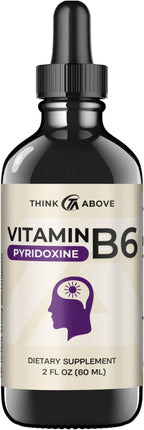 Think Above Vitamin B6 Liquid Drops - Pyridoxine hcl - 17 mg 1000% DV - Filler Free - 30 Day Supply - (2 oz) for Adults