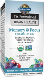 Garden of Life Dr. Formulated Organic Brain Health Memory & Focus for Adults 40+ 60 Tablets