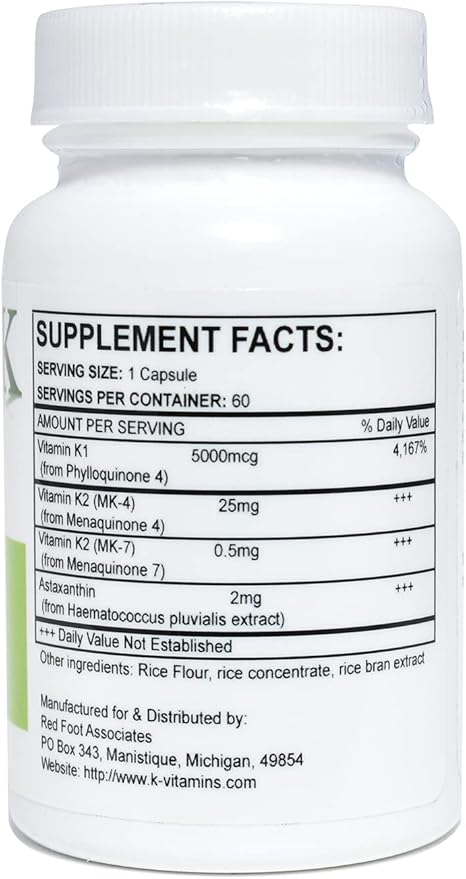 30.5 milligrams of Ks, 2 milligrams Astaxanthin