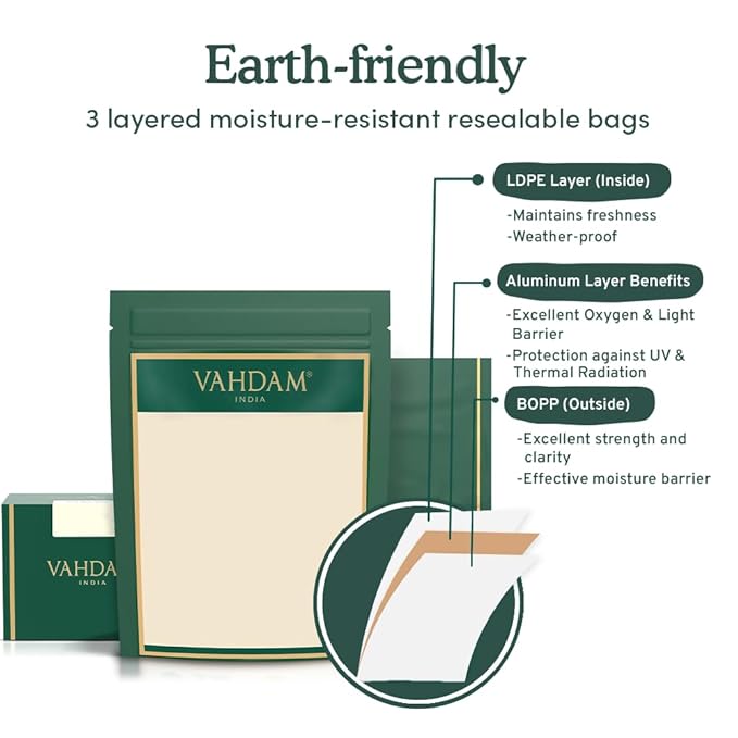 VAHDAM, Kashmiri Kahwa Tea (50 Cups/3.53oz) | Green Tea, Cinnamon, Cardamom, Almond & Saffron | Premium India Loose Leaf Tea | Vacuum Sealed for freshness