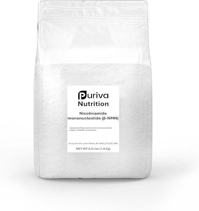Pure NMN Powder (Nicotinamide mononucleotide) NAD+ Precursor, 2.2 Lbs (1 Kg) Puriva Nutrition