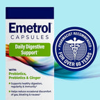 Emetrol Daily Digestive Support Capsules – Probiotic Prebiotic & Ginger Supplement for Gut Health, Bloating, Gas & Nausea Support – #1 Pharmacist Recommended Brand – 30 Capsules